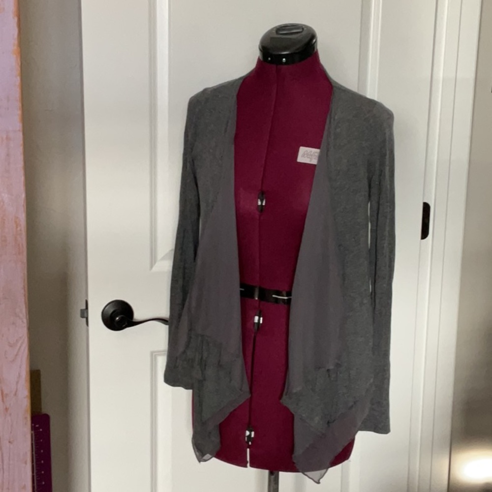 Twenty-One Brand Gray with sheer layer Long sleeve Cardigan